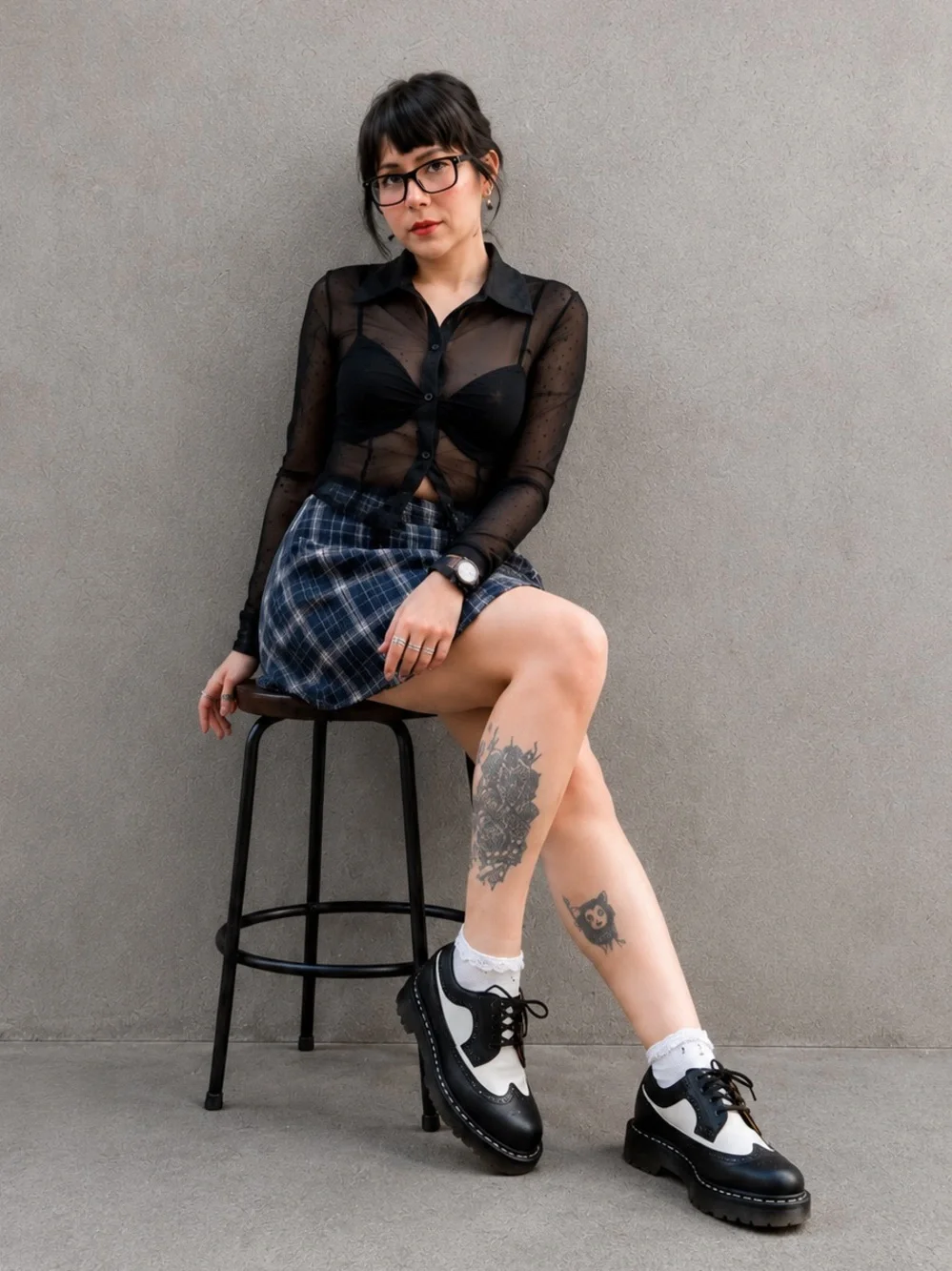 Dr. Martens Black & White Brogue Saddle Oxfords